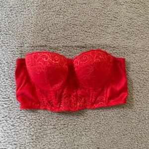 Red Lace Strapless Top